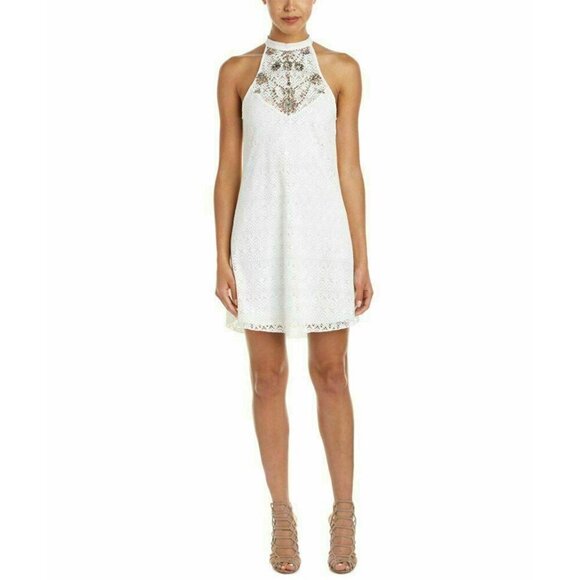 Saylor womens White Jasmine Embellished Lace Shift Dress Size M L $297 BL7 - Picture 4 of 12
